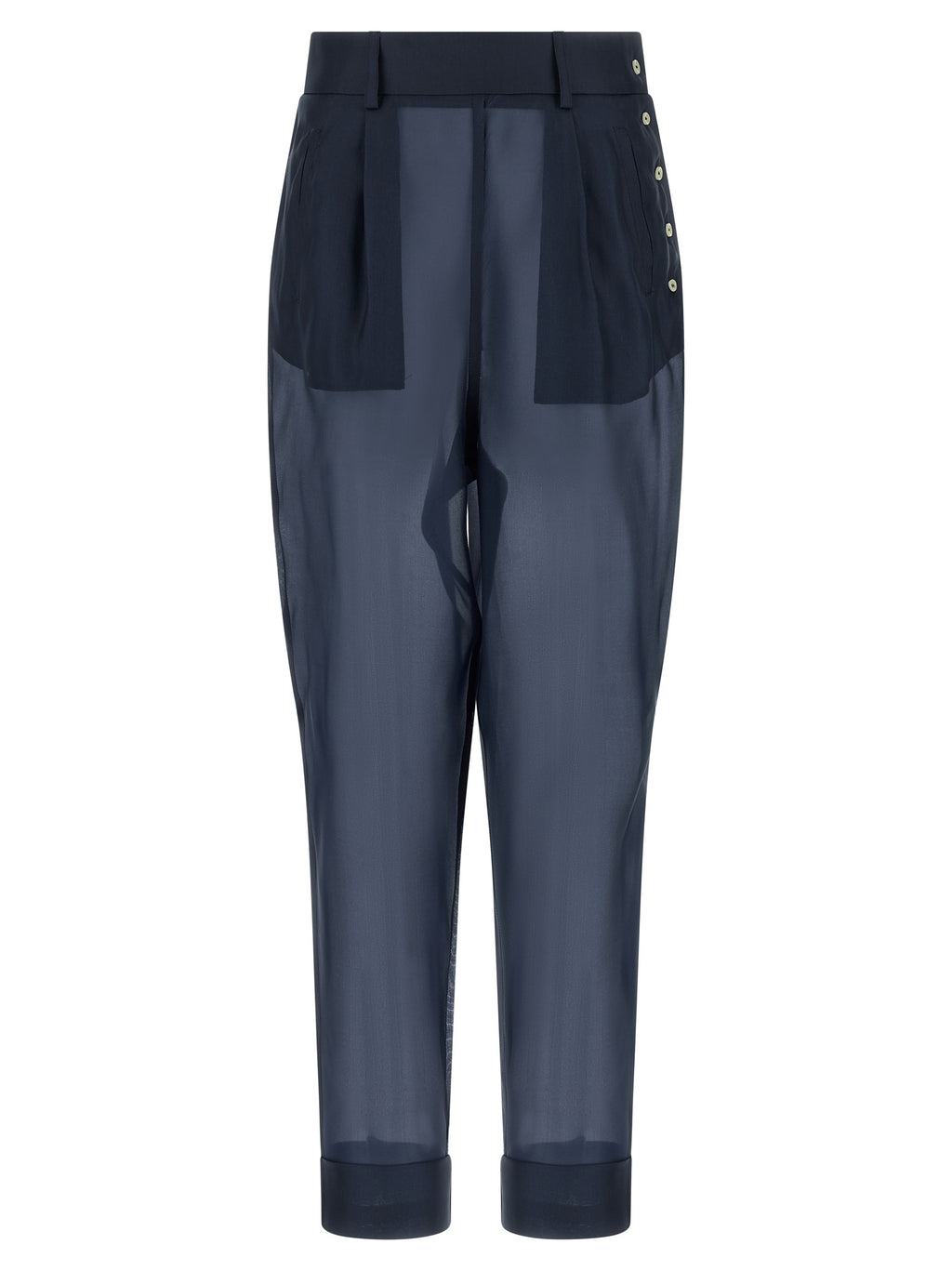 Blue Silk Casual Pants