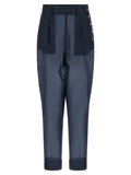 Blue Silk Casual Pants