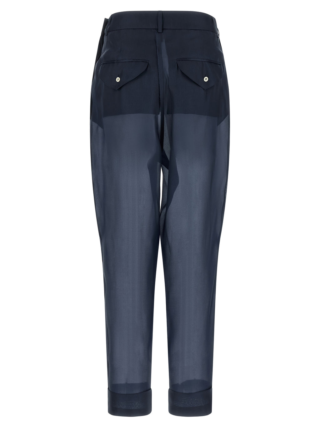 Blue Silk Casual Pants