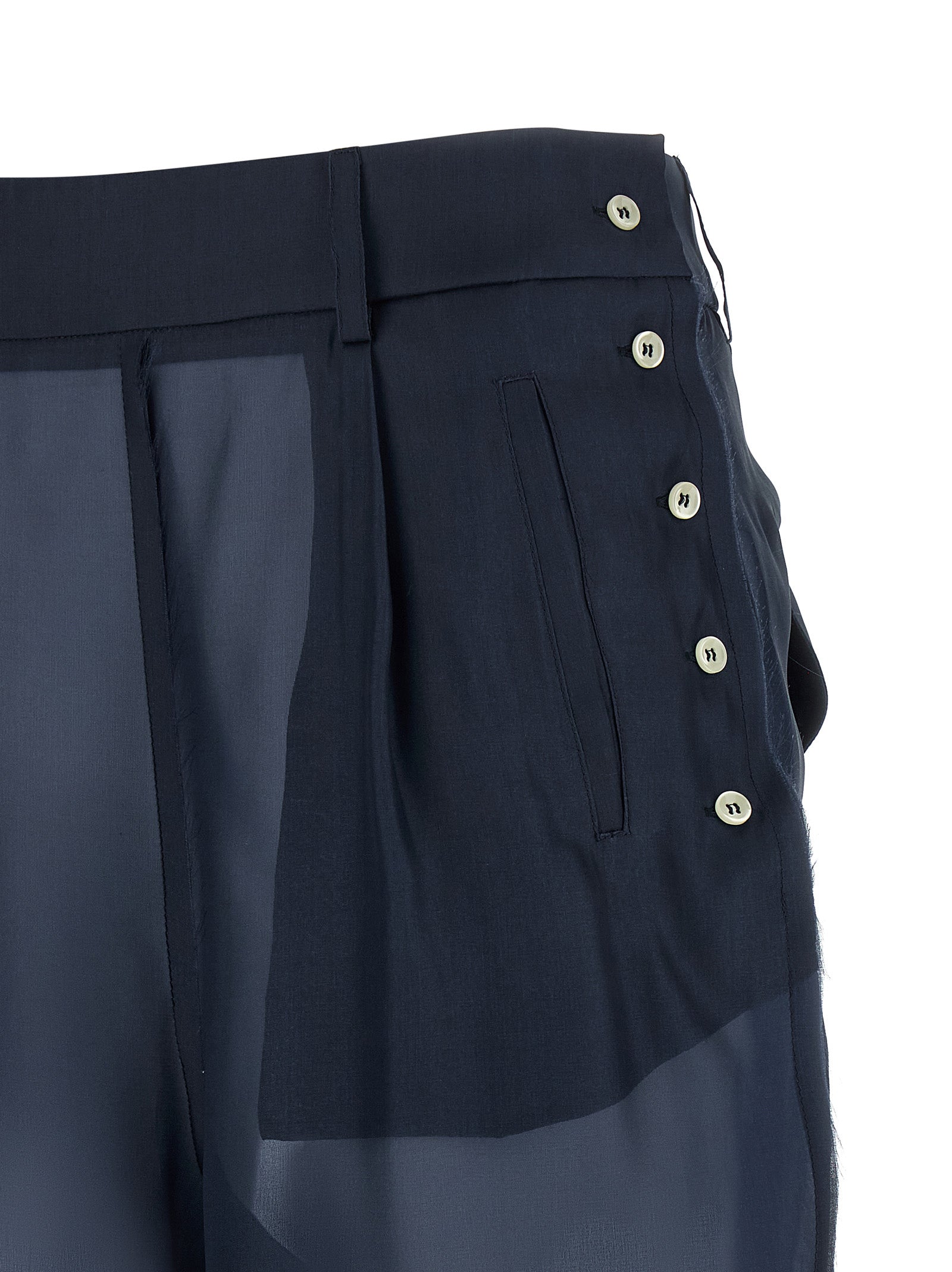 Blue Silk Casual Pants