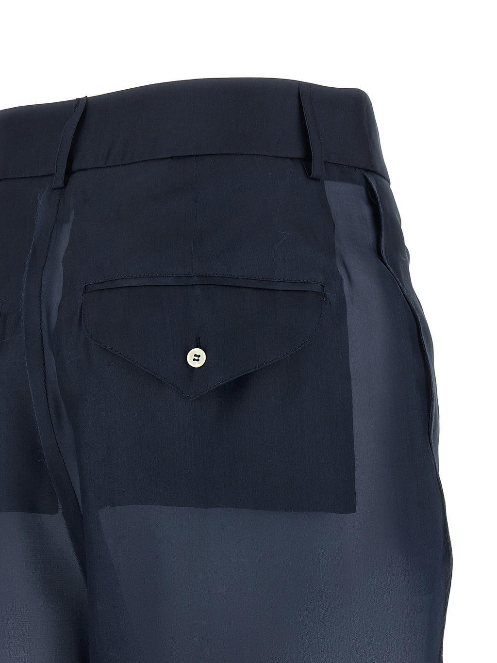Blue Silk Casual Pants
