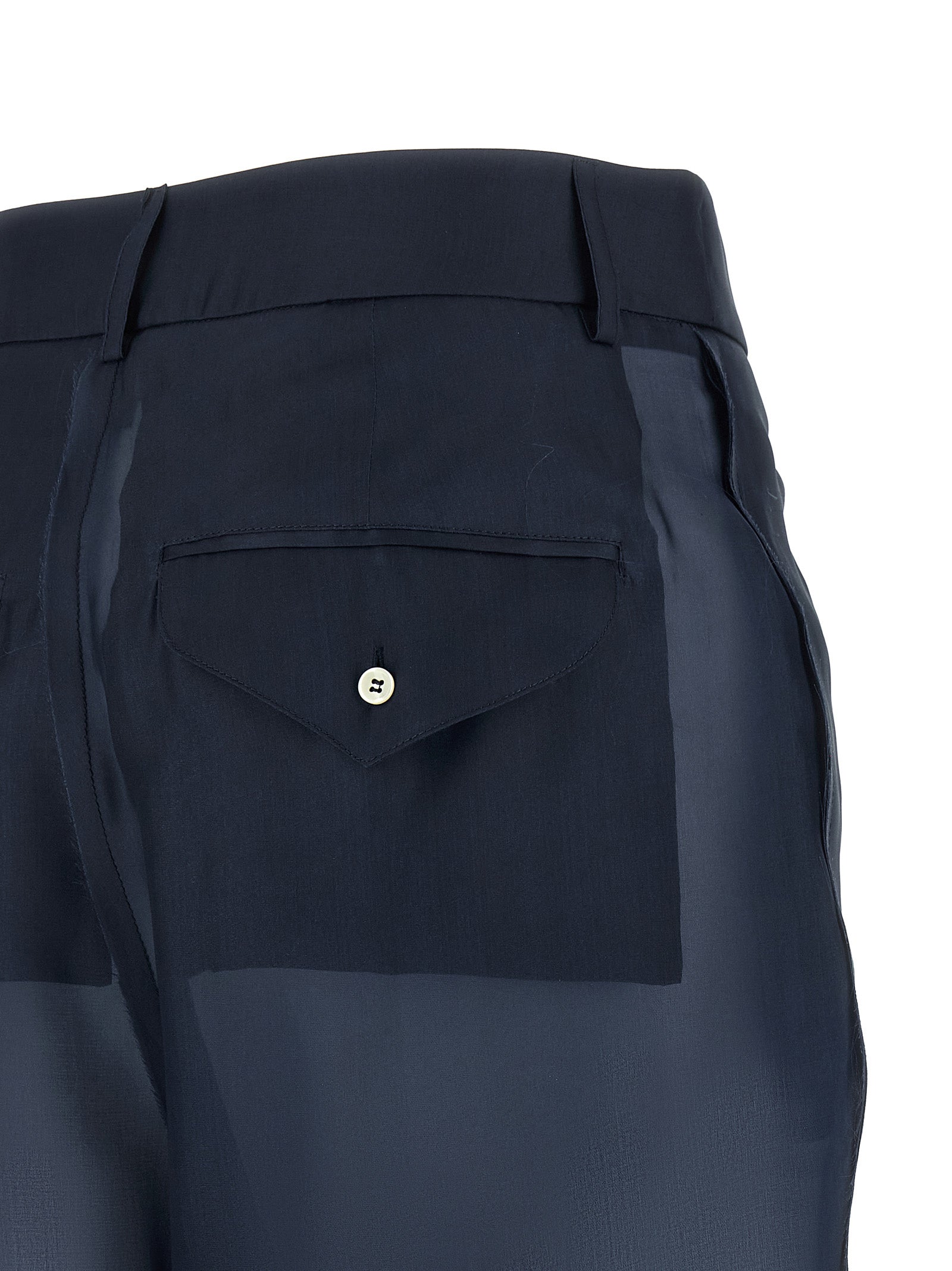 Blue Silk Casual Pants