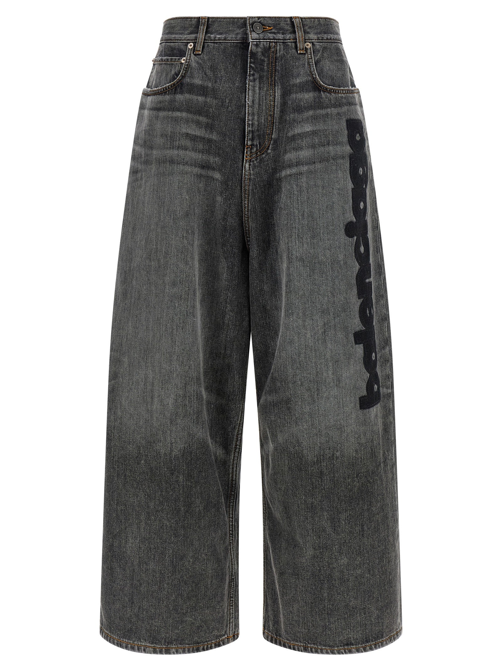 Gray Cotton Relaxed Fit Jeans