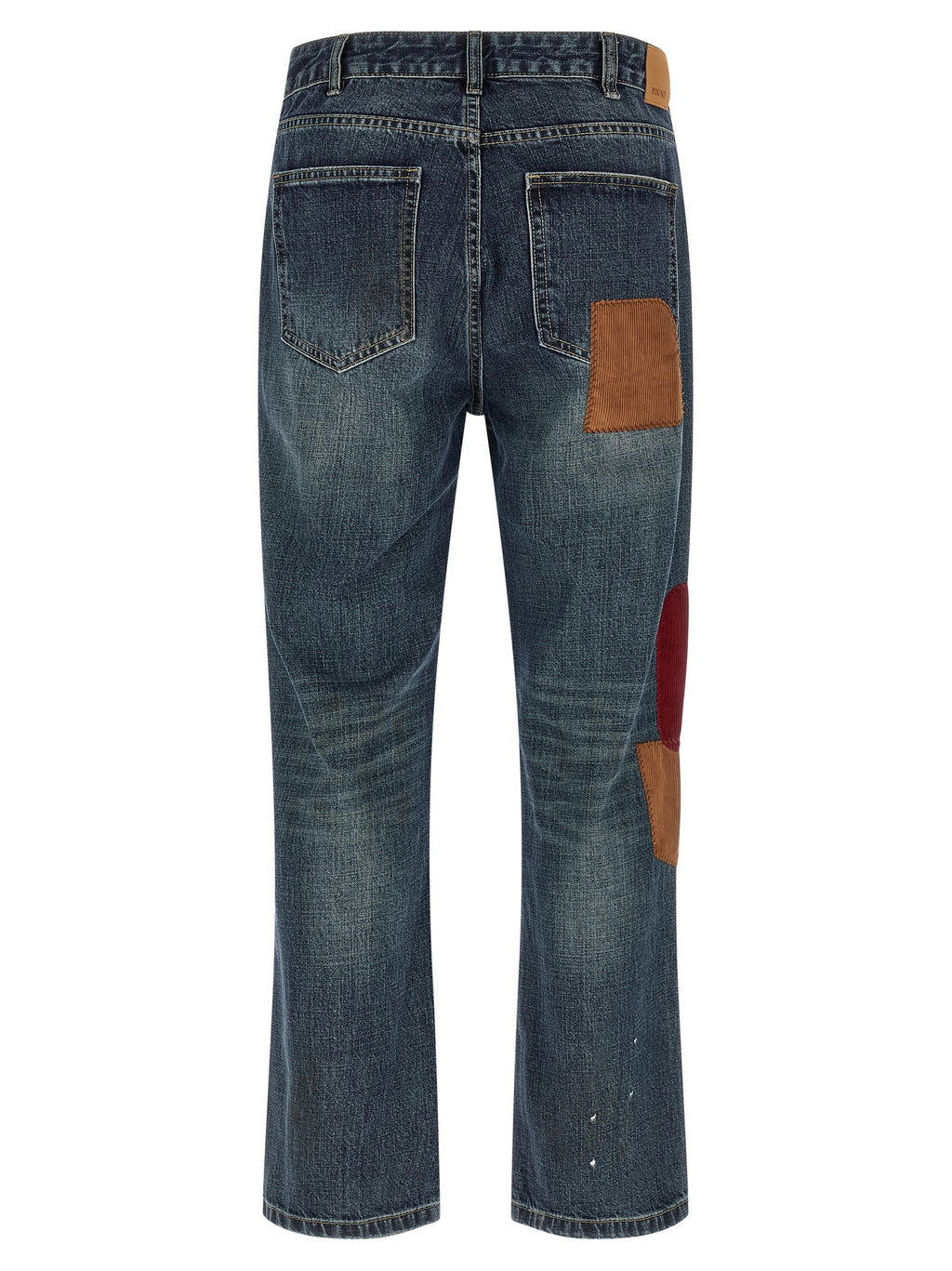 Blue Cotton Straight-Leg Jeans