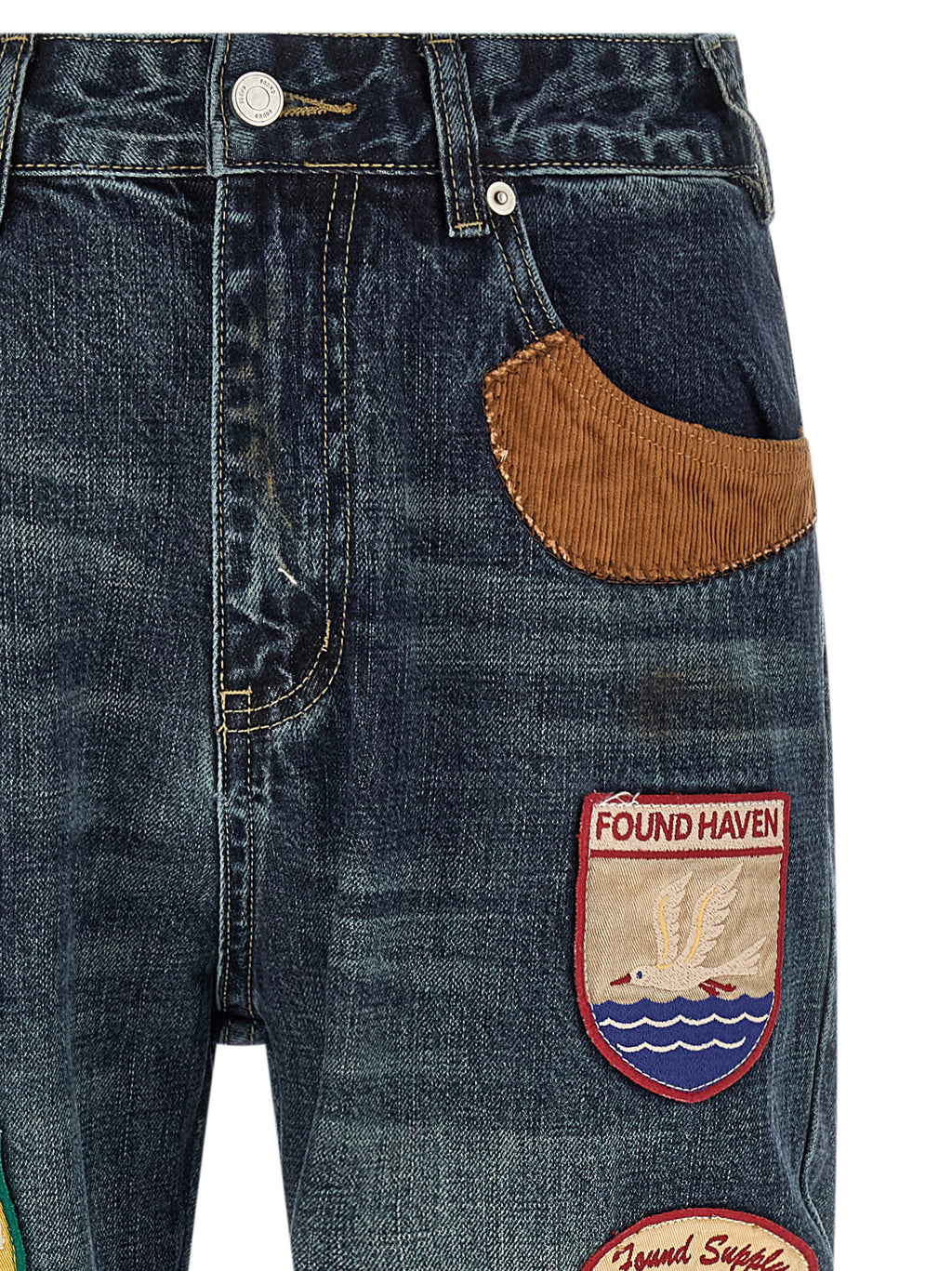 Blue Cotton Straight-Leg Jeans
