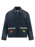 Blue Cotton Full-Length Jacket