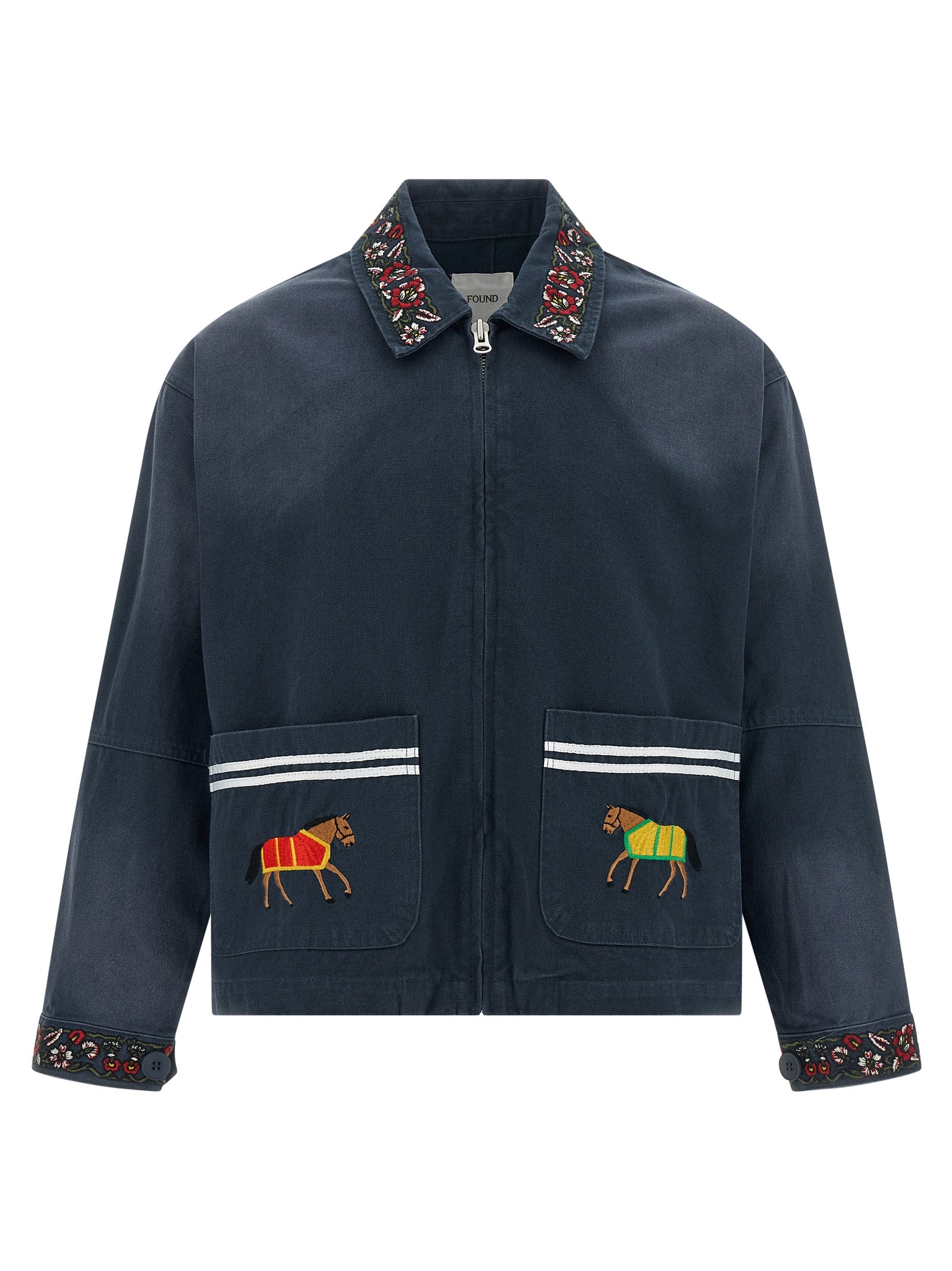 Blue Cotton Full-Length Jacket