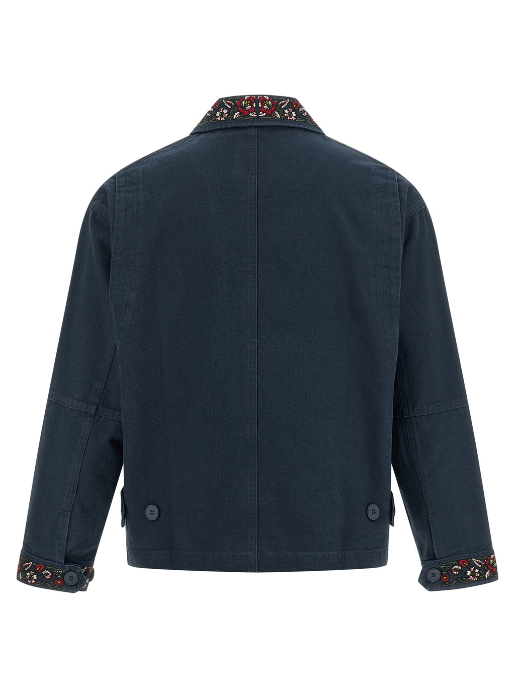 Blue Cotton Full-Length Jacket