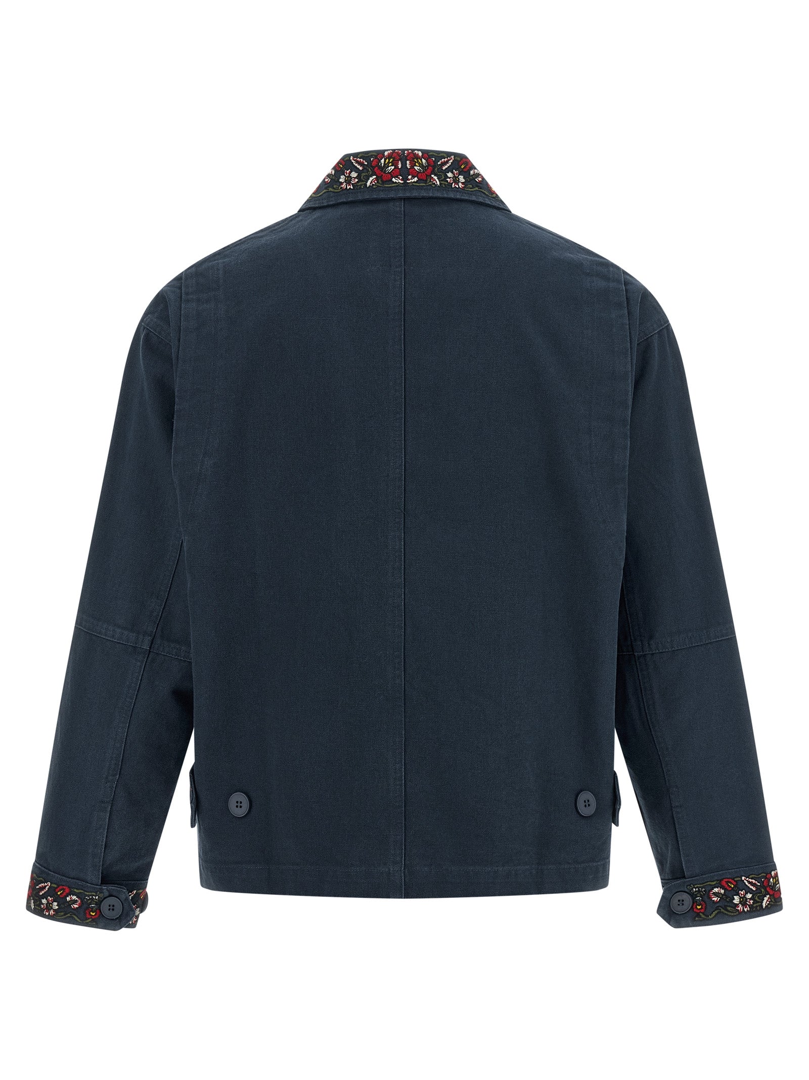 Blue Cotton Full-Length Jacket