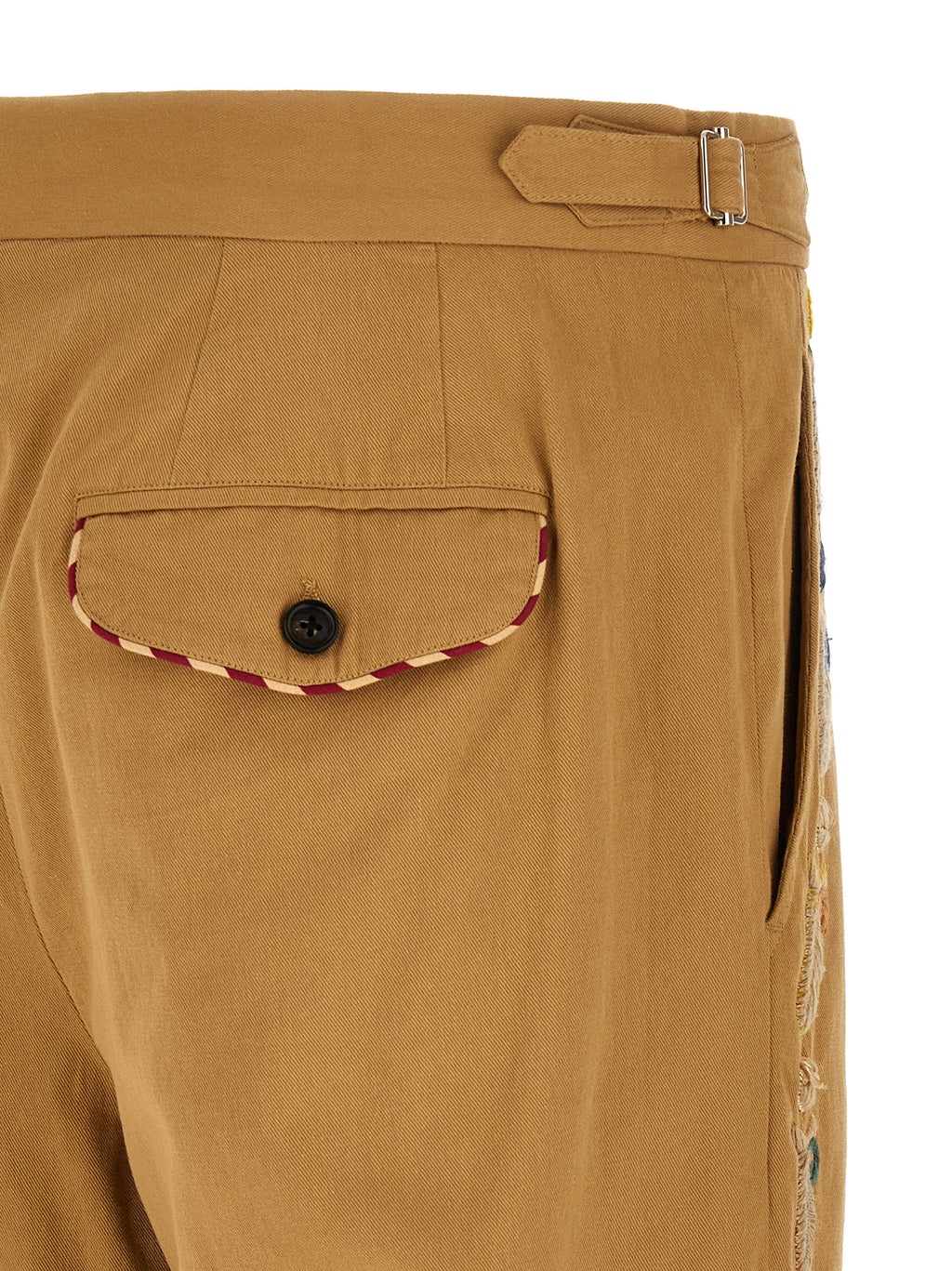 Beige Cotton Casual Pants