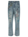 Blue Cotton Straight-Leg Jeans