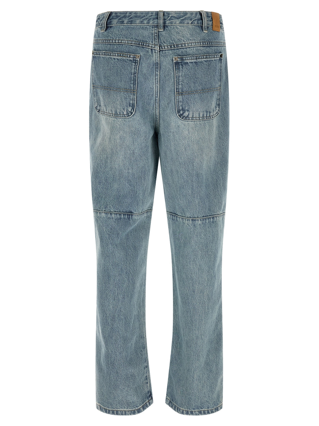 Blue Cotton Straight-Leg Jeans