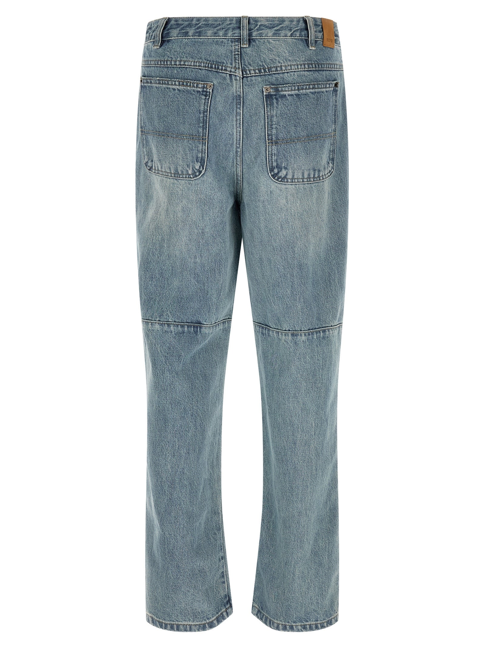 Blue Cotton Straight-Leg Jeans