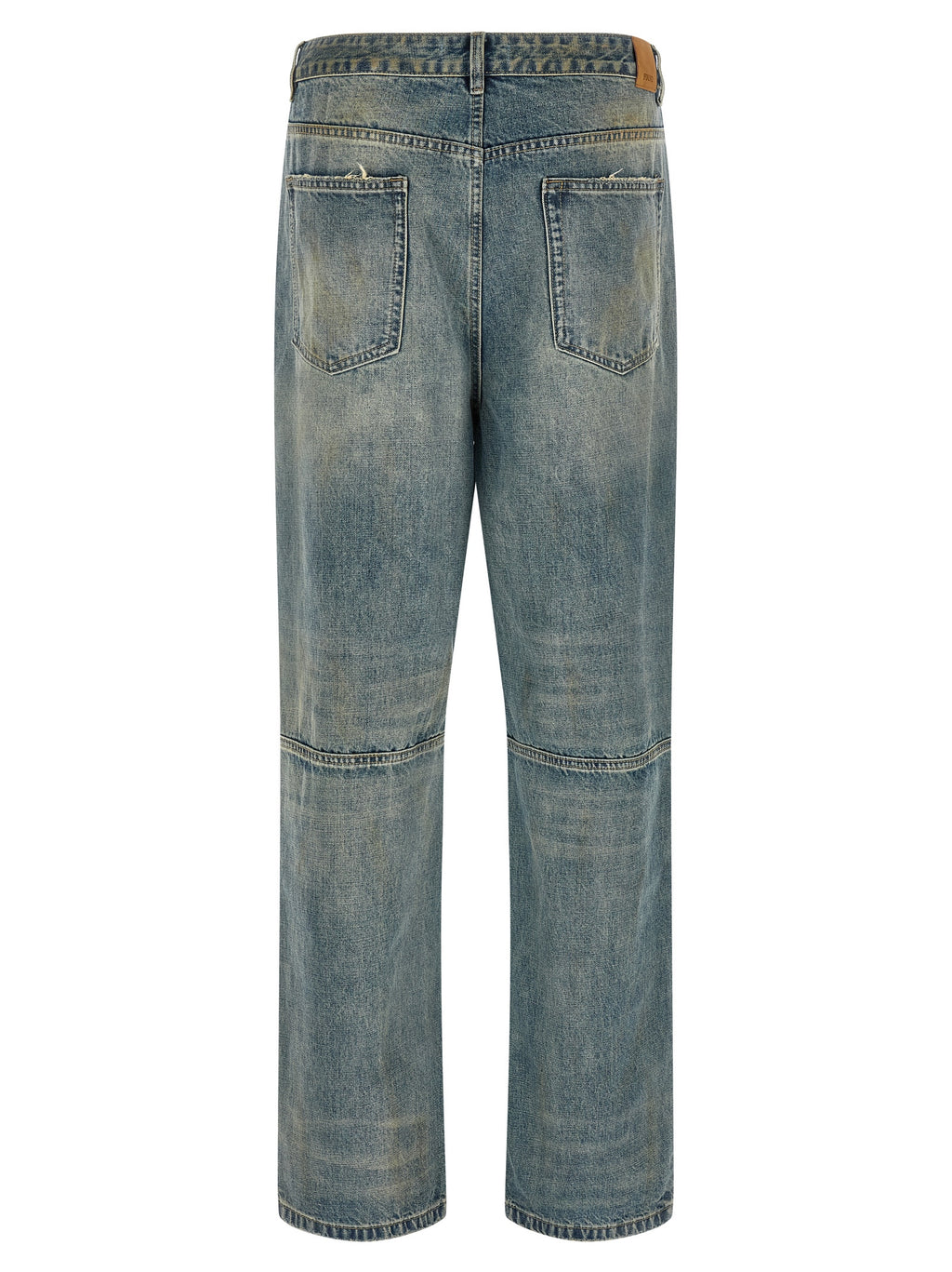 Blue Cotton Straight-Leg Jeans