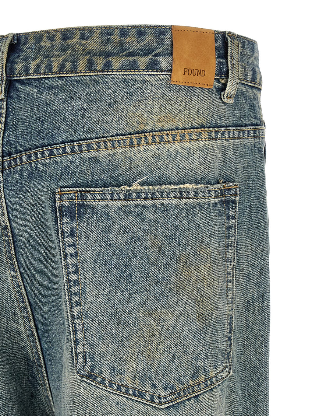 Blue Cotton Straight-Leg Jeans