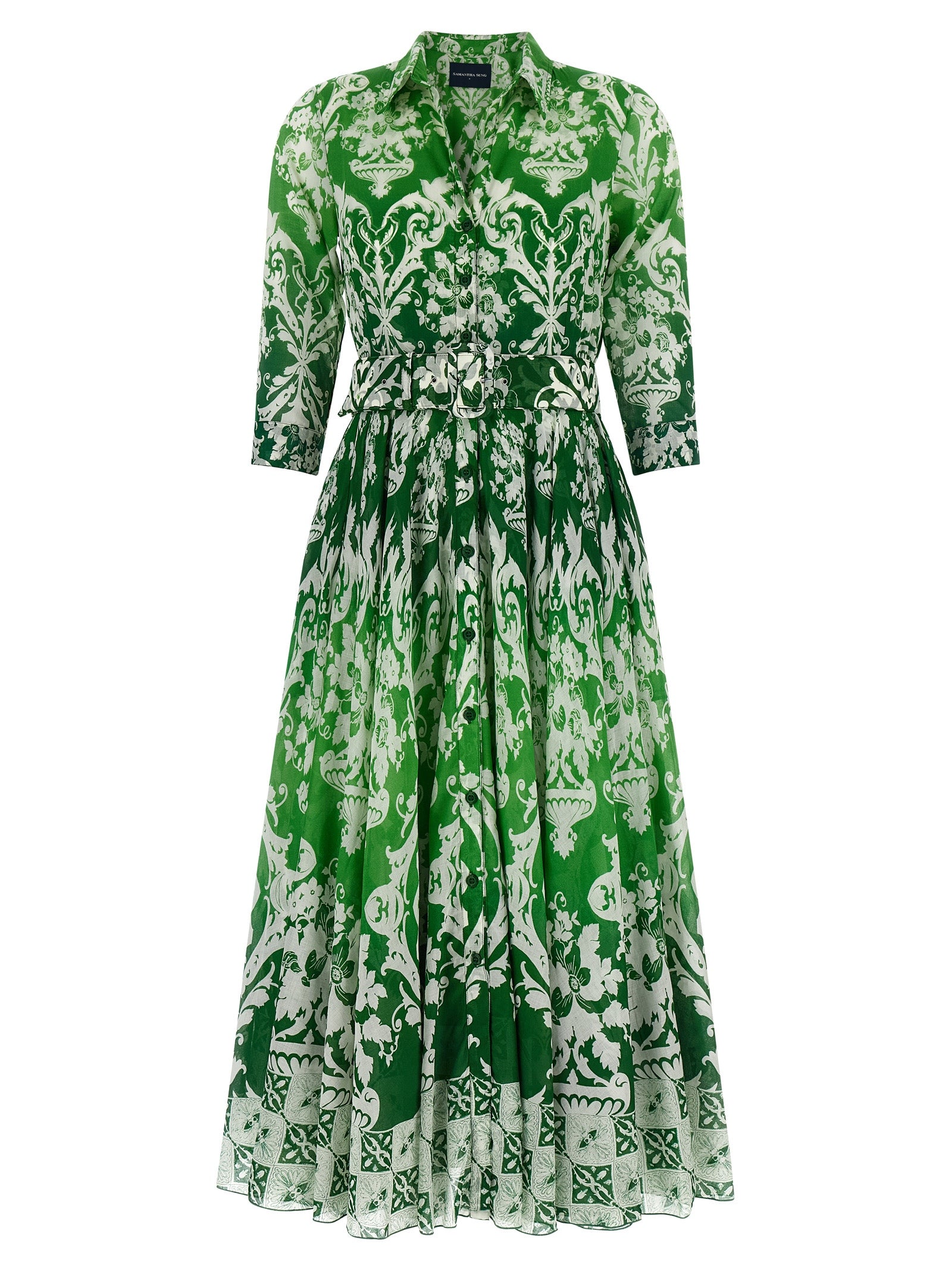 Bicolor Cotton Midi Dress
