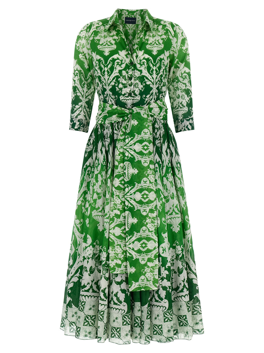 Bicolor Cotton Midi Dress