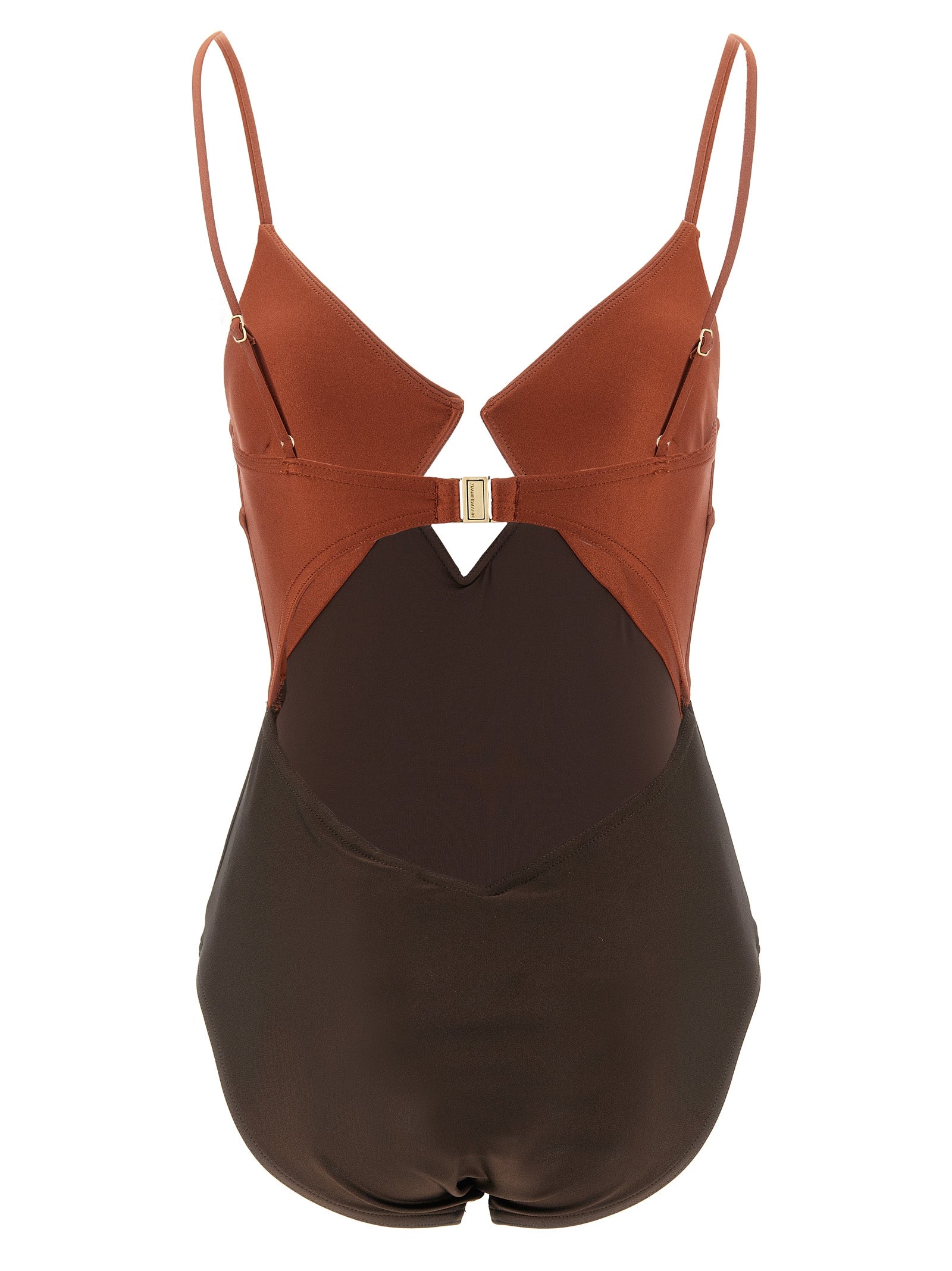 Brown Polyamide One-Piece Swimsuit