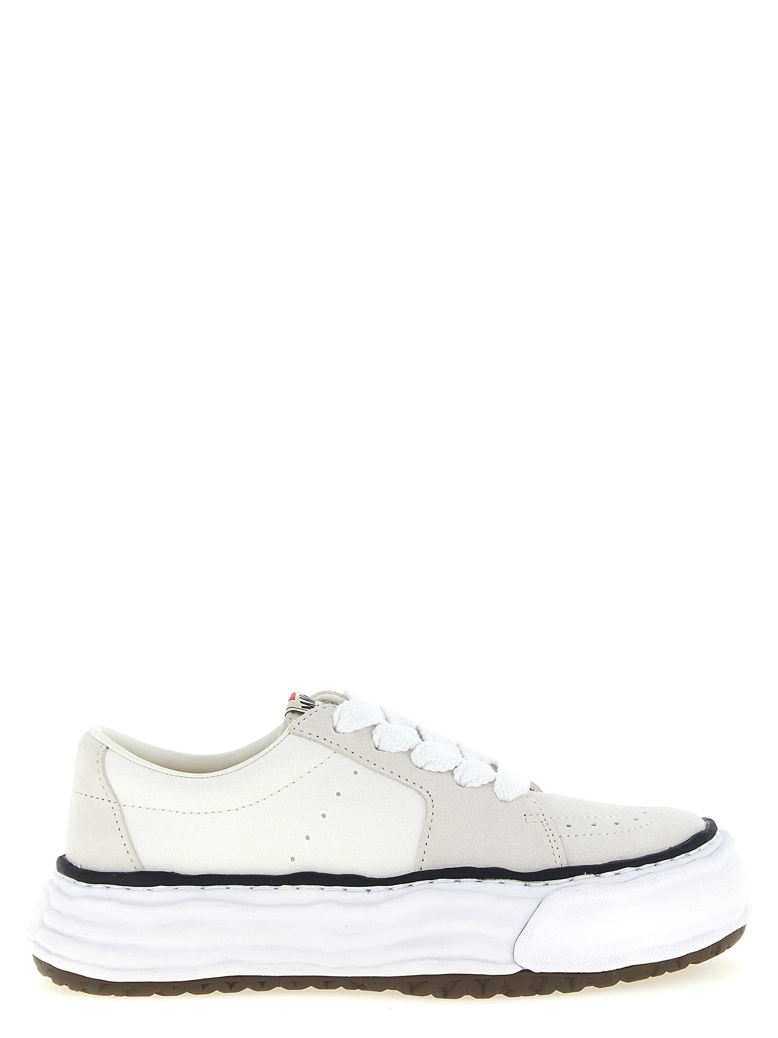 White Cowhide Platform Sneakers