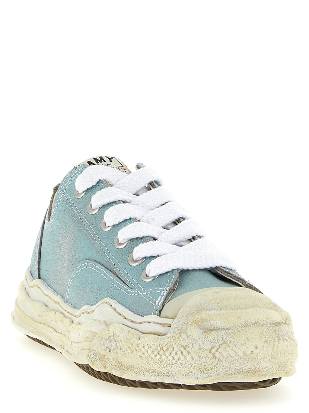 Blue Cowhide Low Top Sneakers