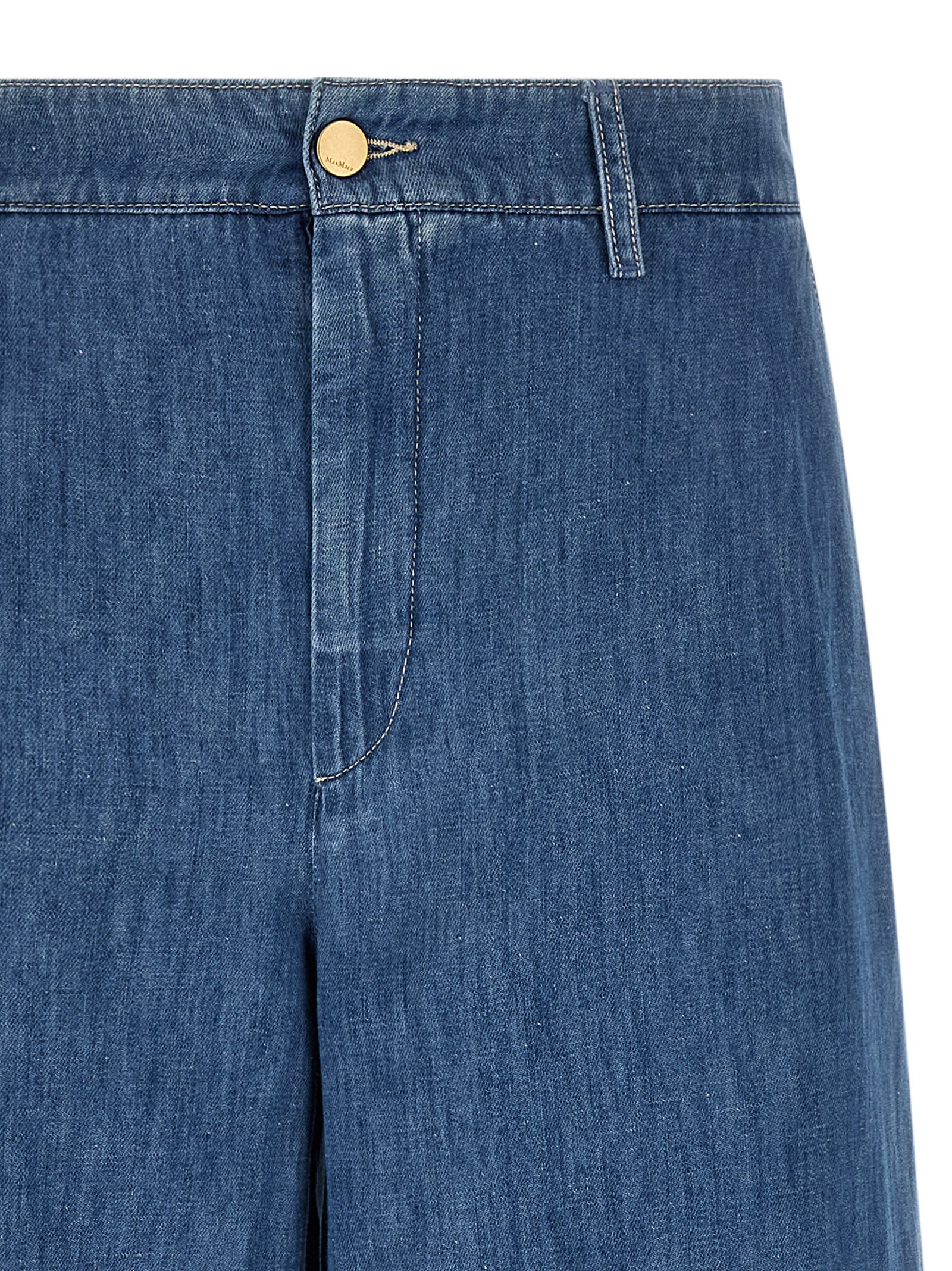 Blue Cotton Cropped Jeans