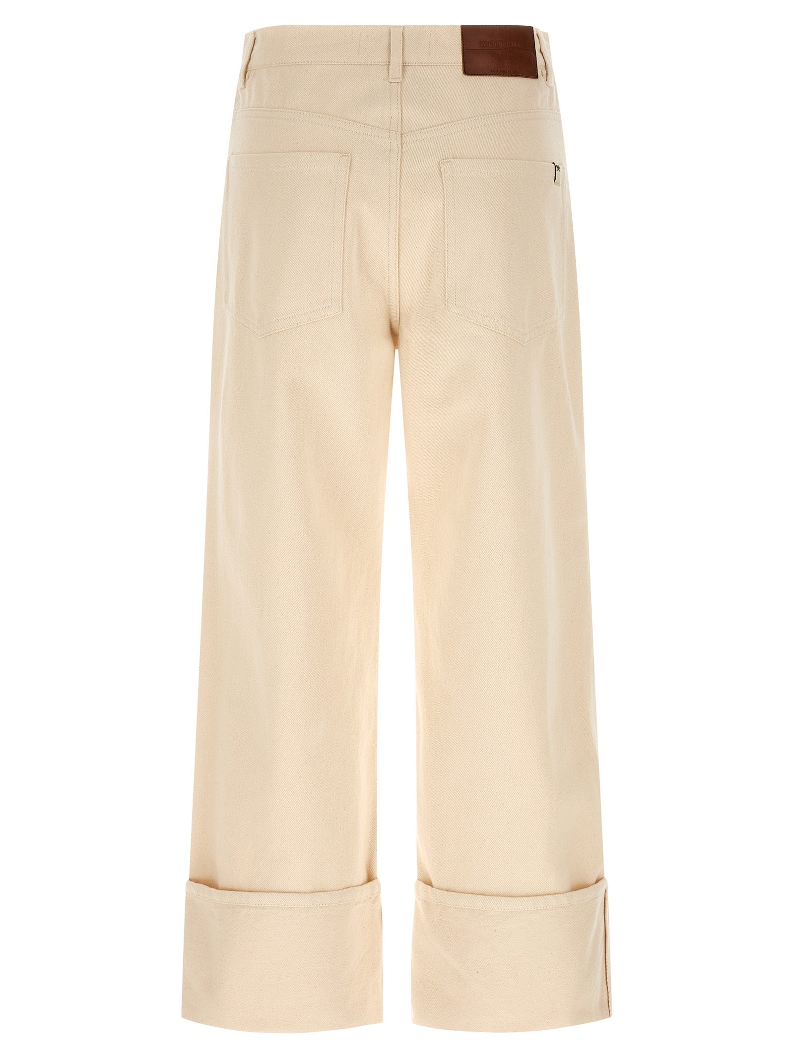 Beige Cotton Cropped Pants