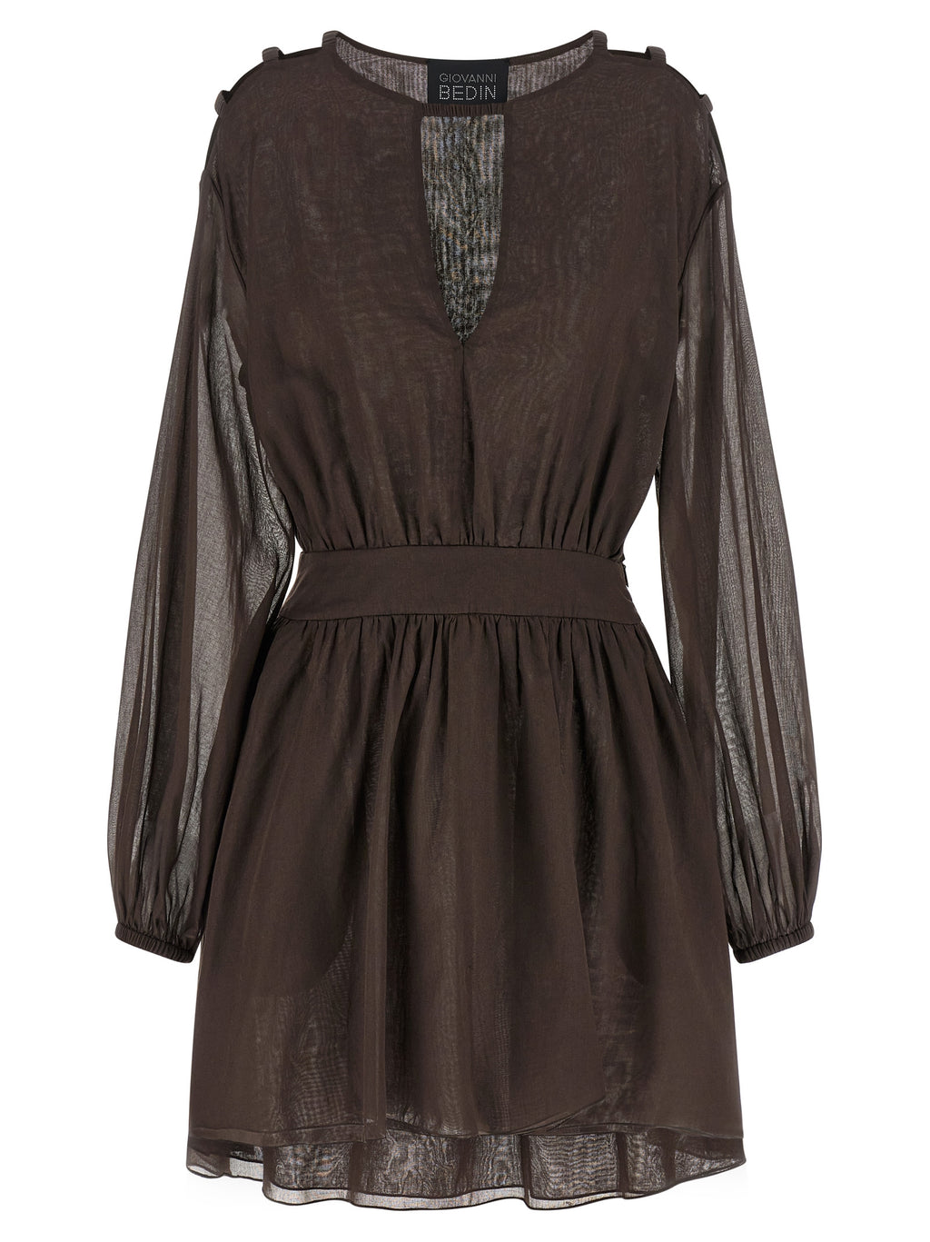 Brown Cotton Short Dress