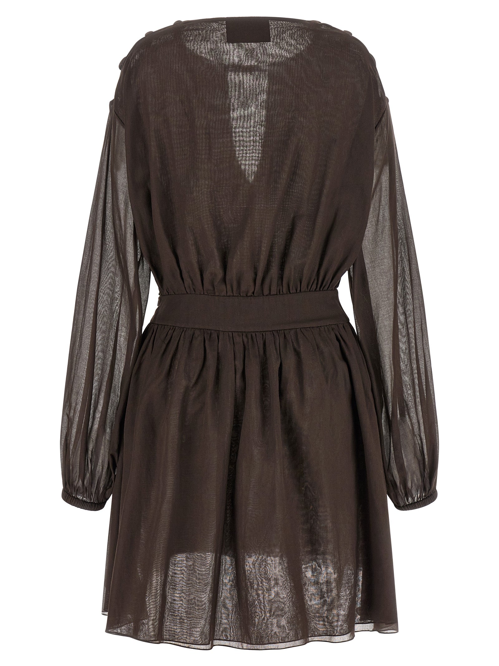 Brown Cotton Short Dress