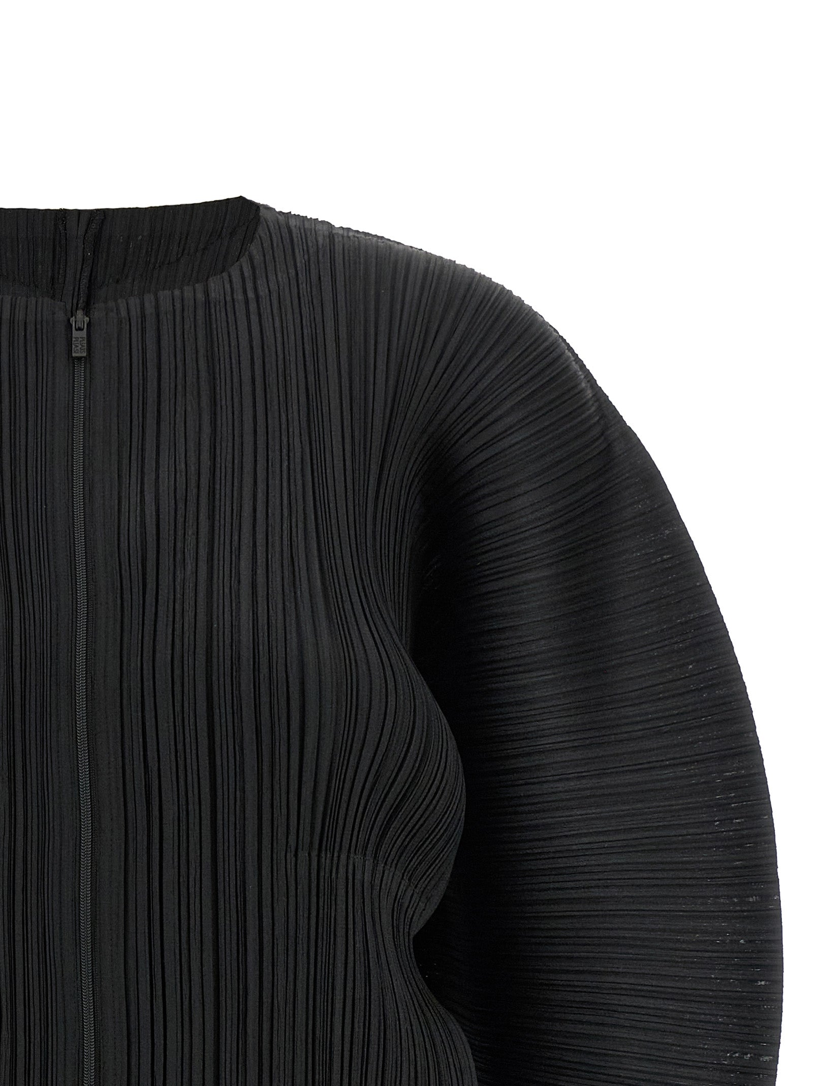 Black Polyester Full-Length Jacket