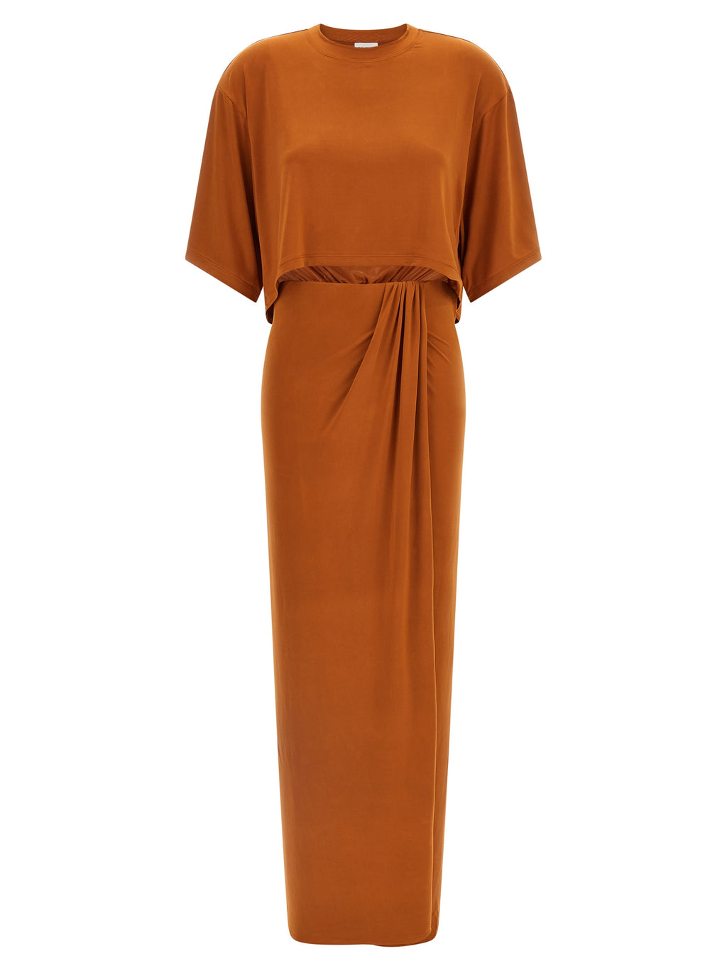 Orange Polyester Long Dress
