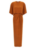 Orange Polyester Long Dress