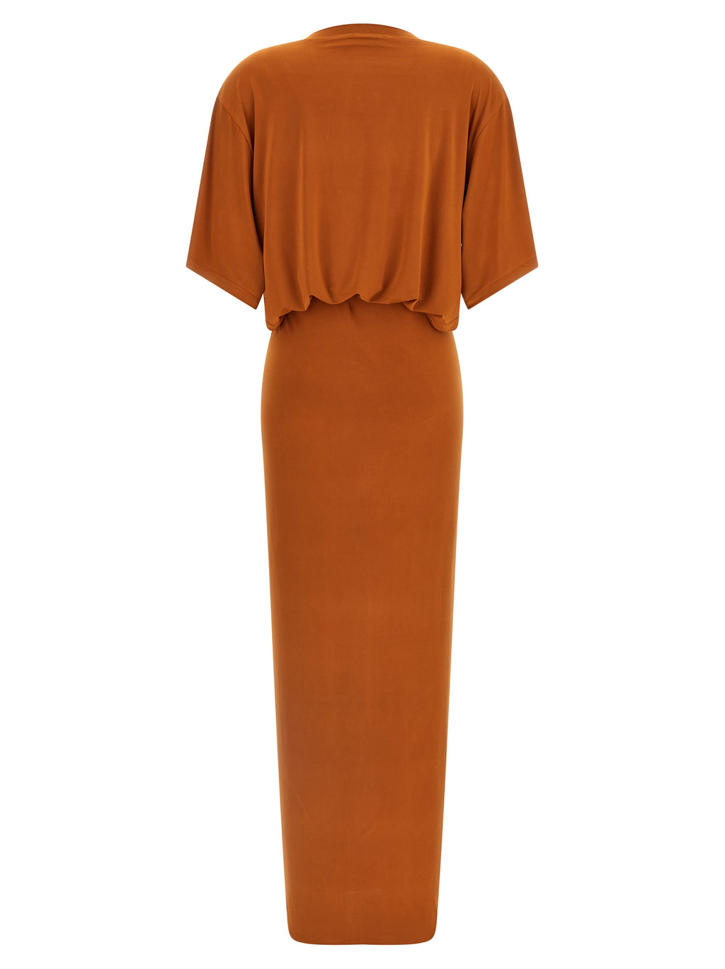 Orange Polyester Long Dress