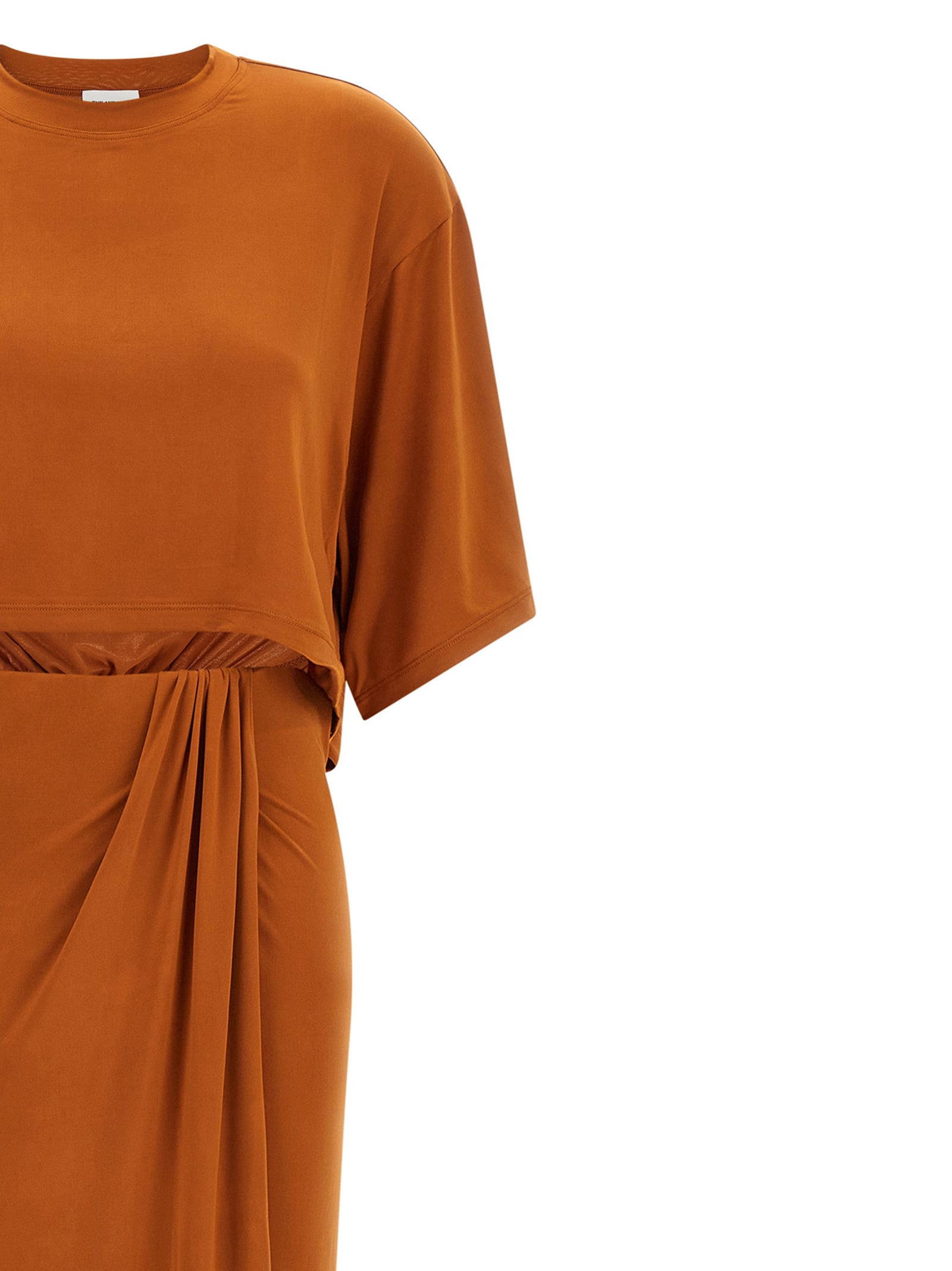 Orange Polyester Long Dress