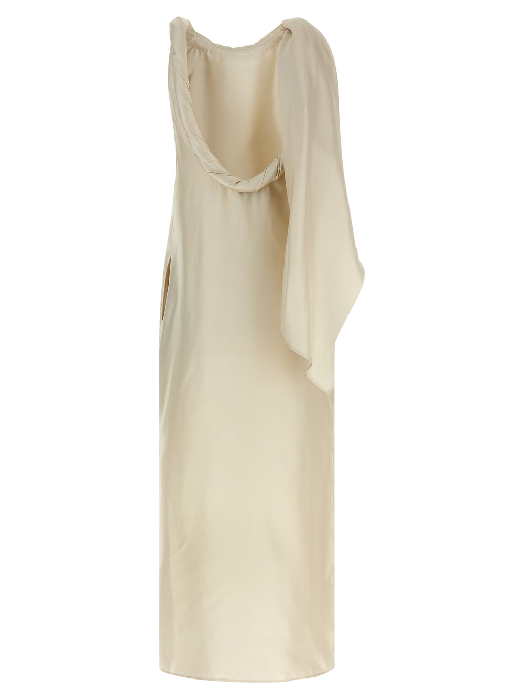 Beige Silk Midi Dress