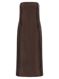 Brown Viscose Midi Dress