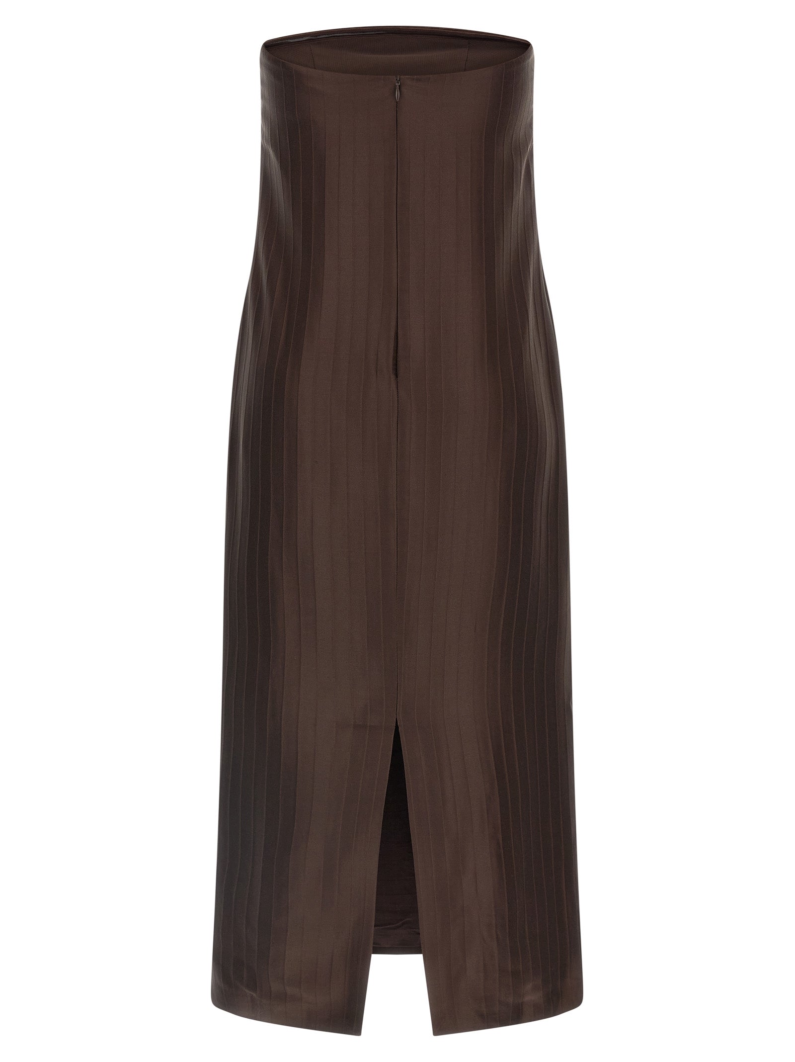 Brown Viscose Midi Dress