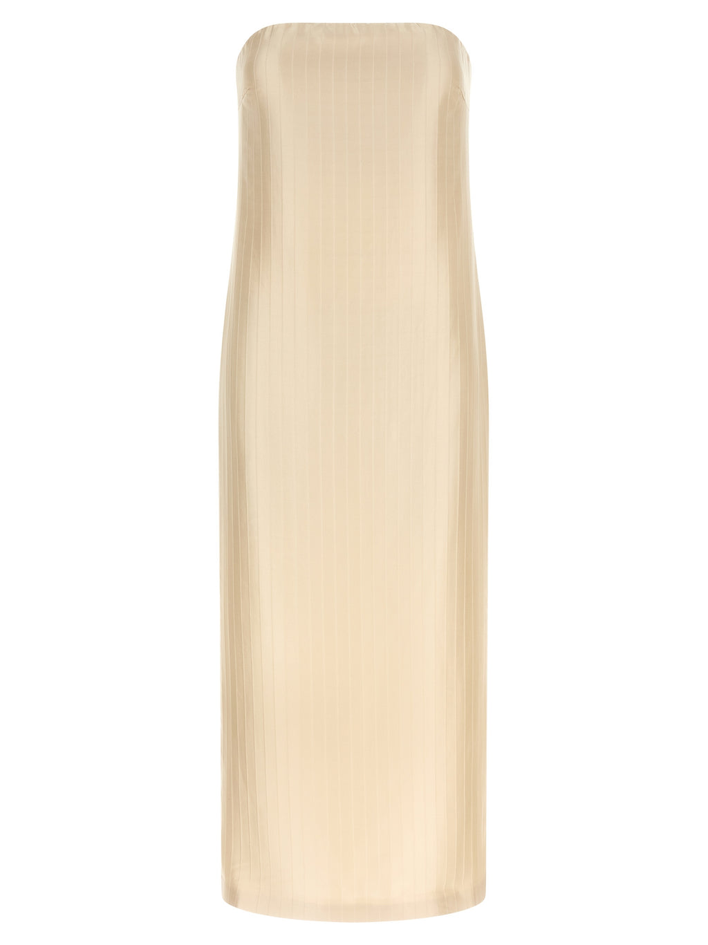 Beige Viscose Midi Dress