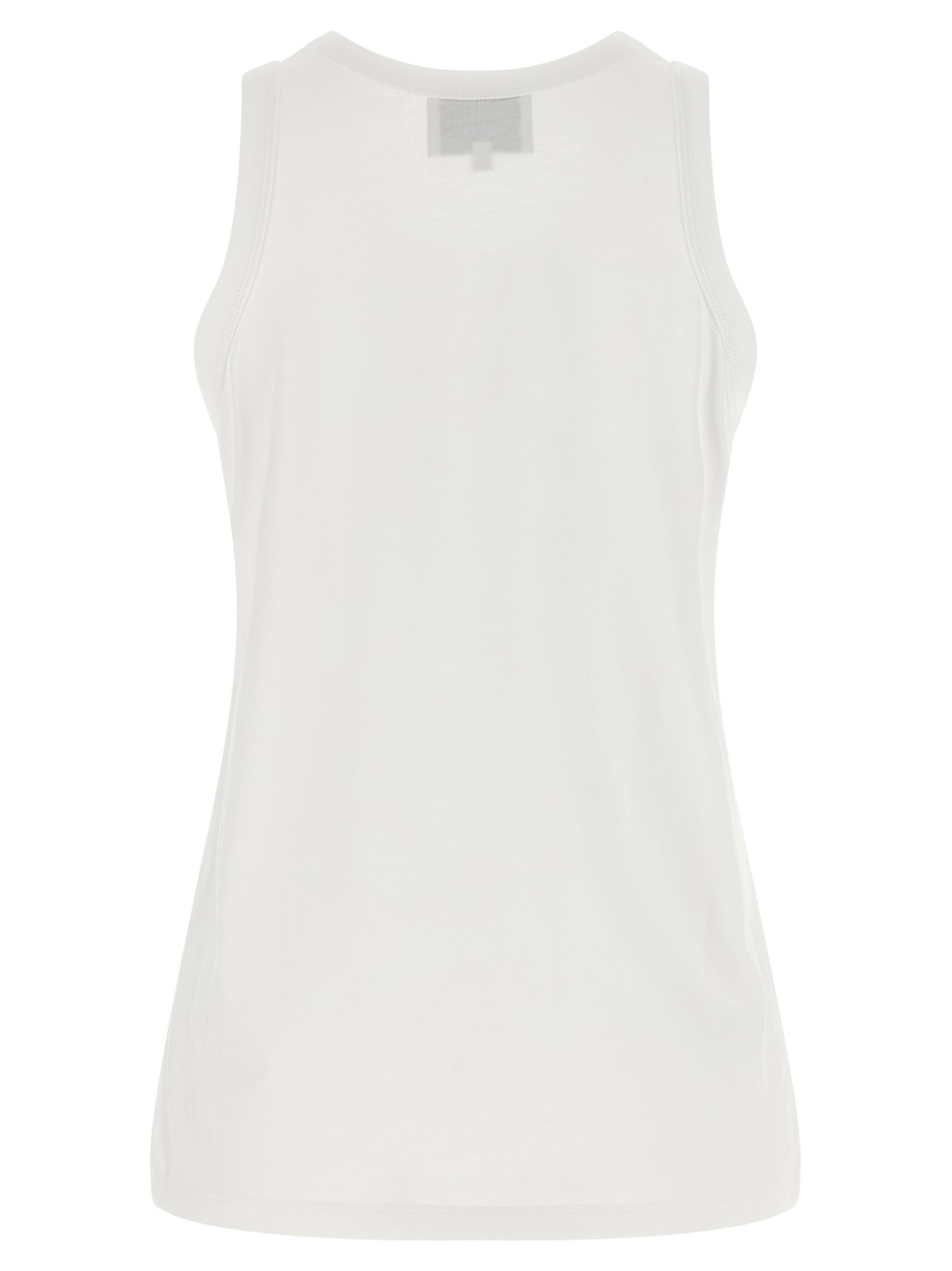 White Cotton Sleeveles T-Shirt
