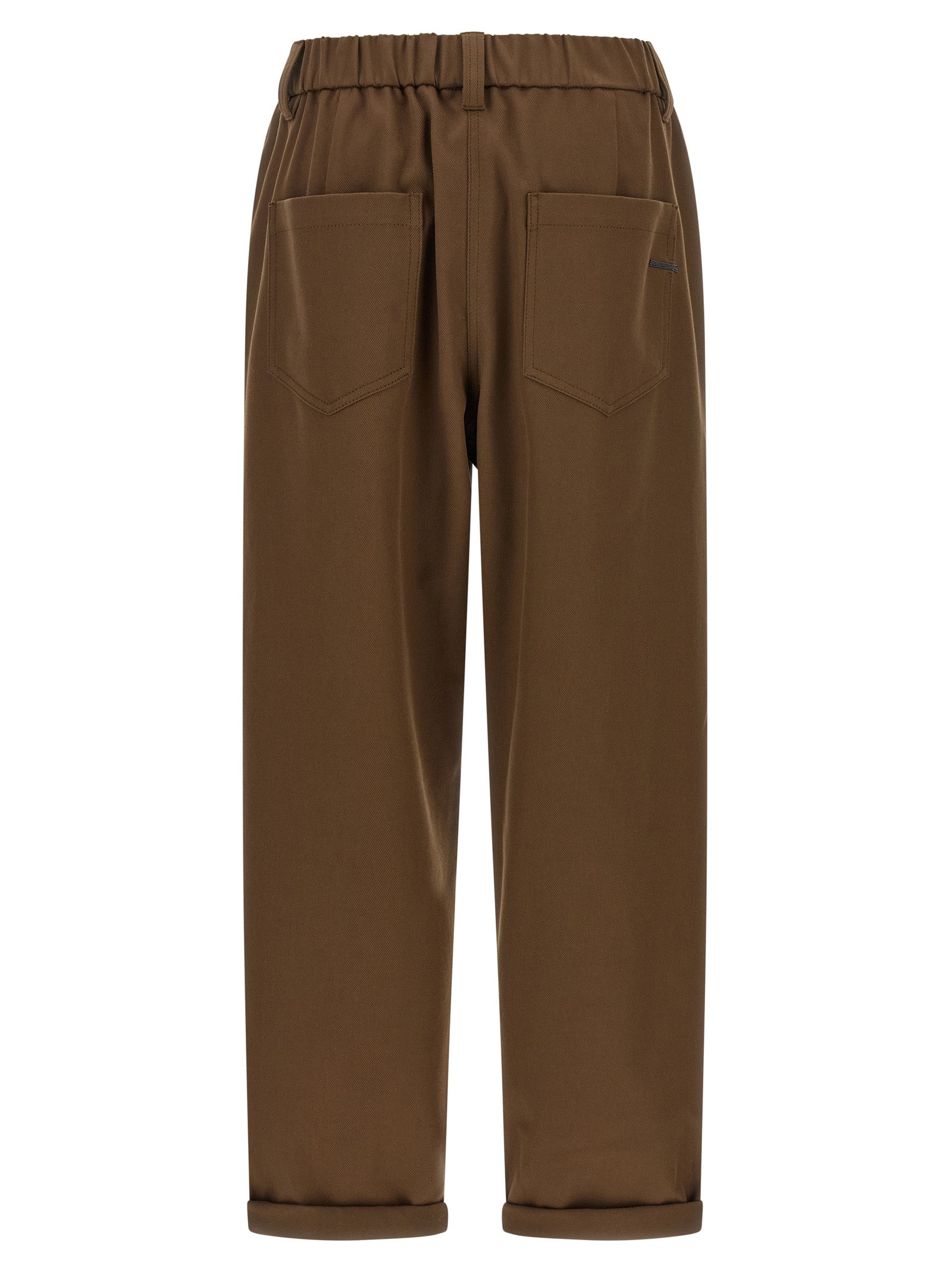 Brown Cotton Casual Pants