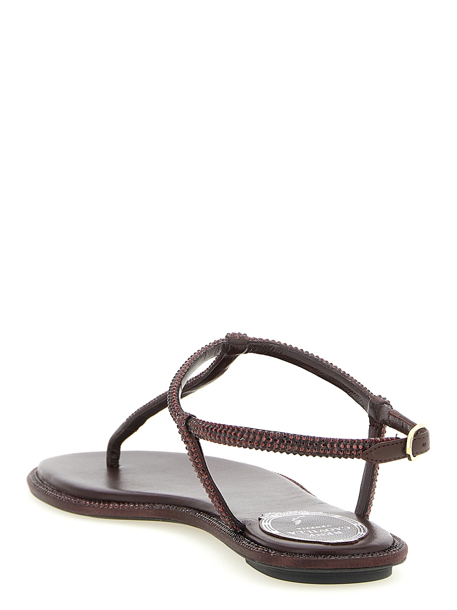 Brown Viscose Flat Sandals