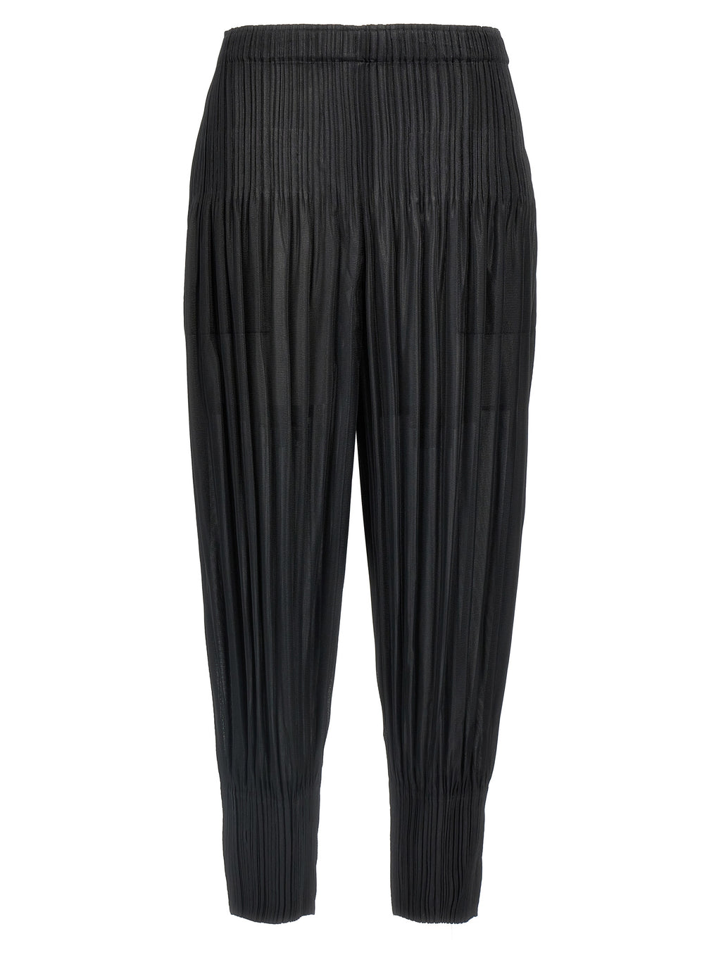 Black Polyester Casual Pants