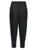 Black Polyester Casual Pants