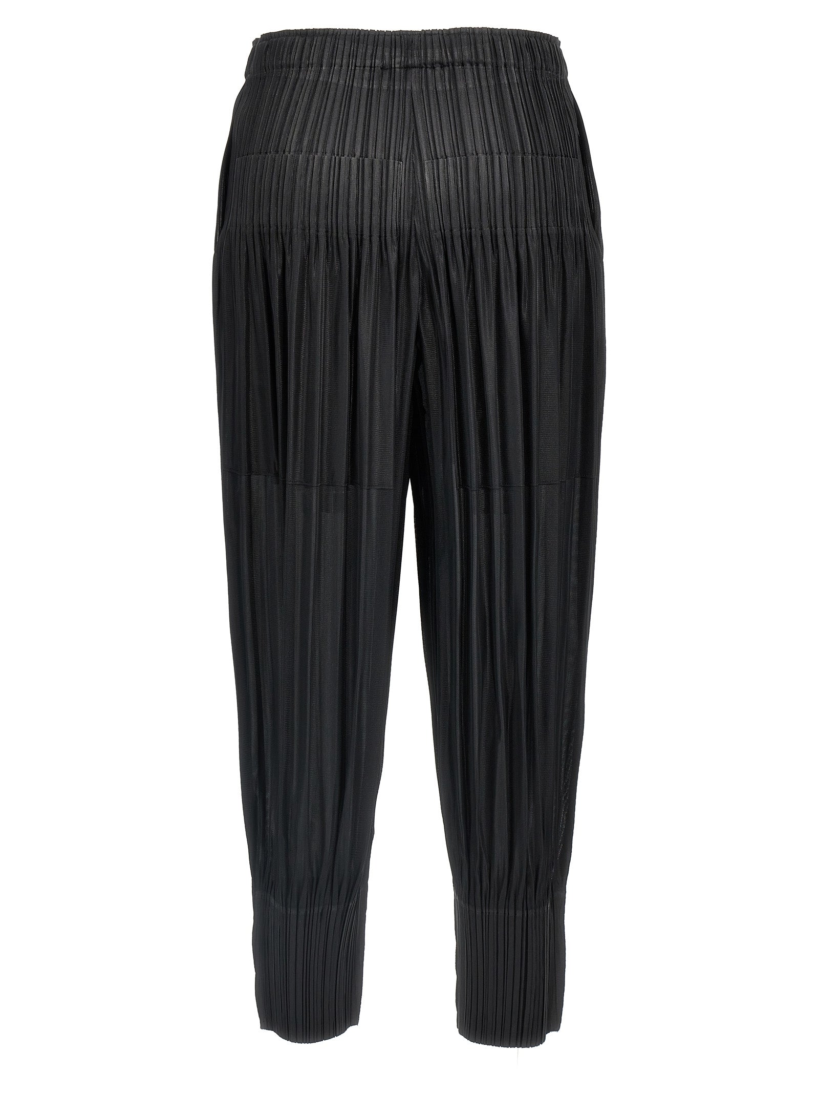 Black Polyester Casual Pants