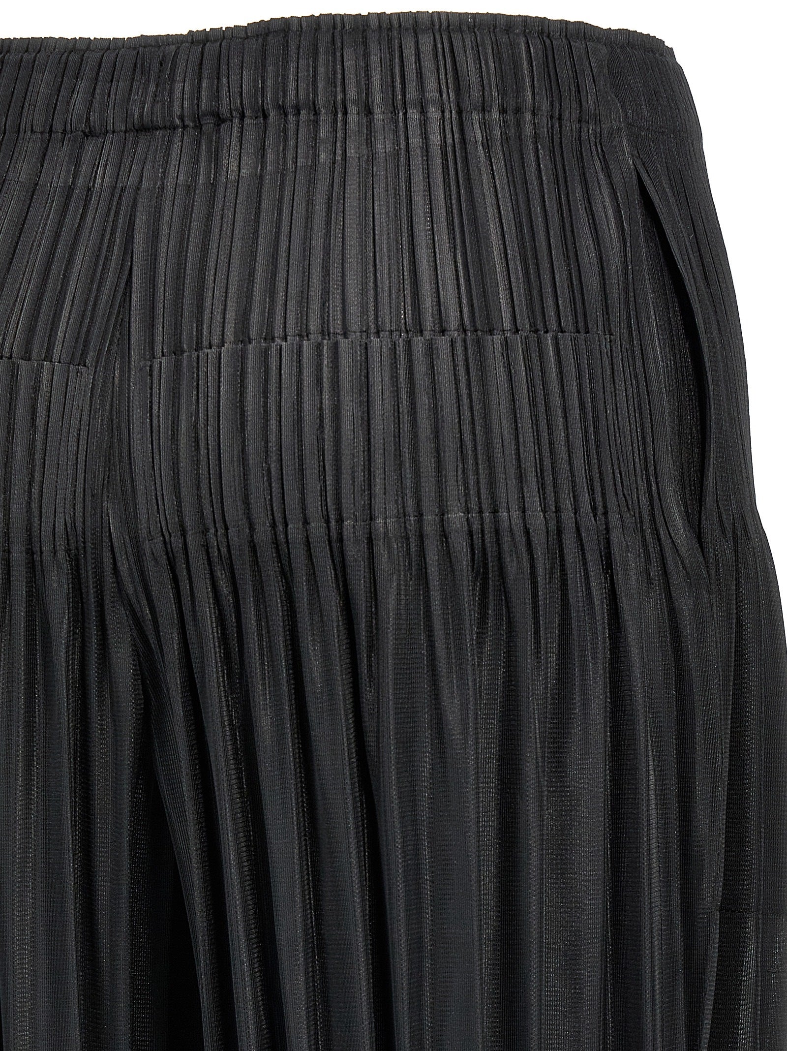 Black Polyester Casual Pants