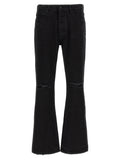 Black Cotton Flared Jeans