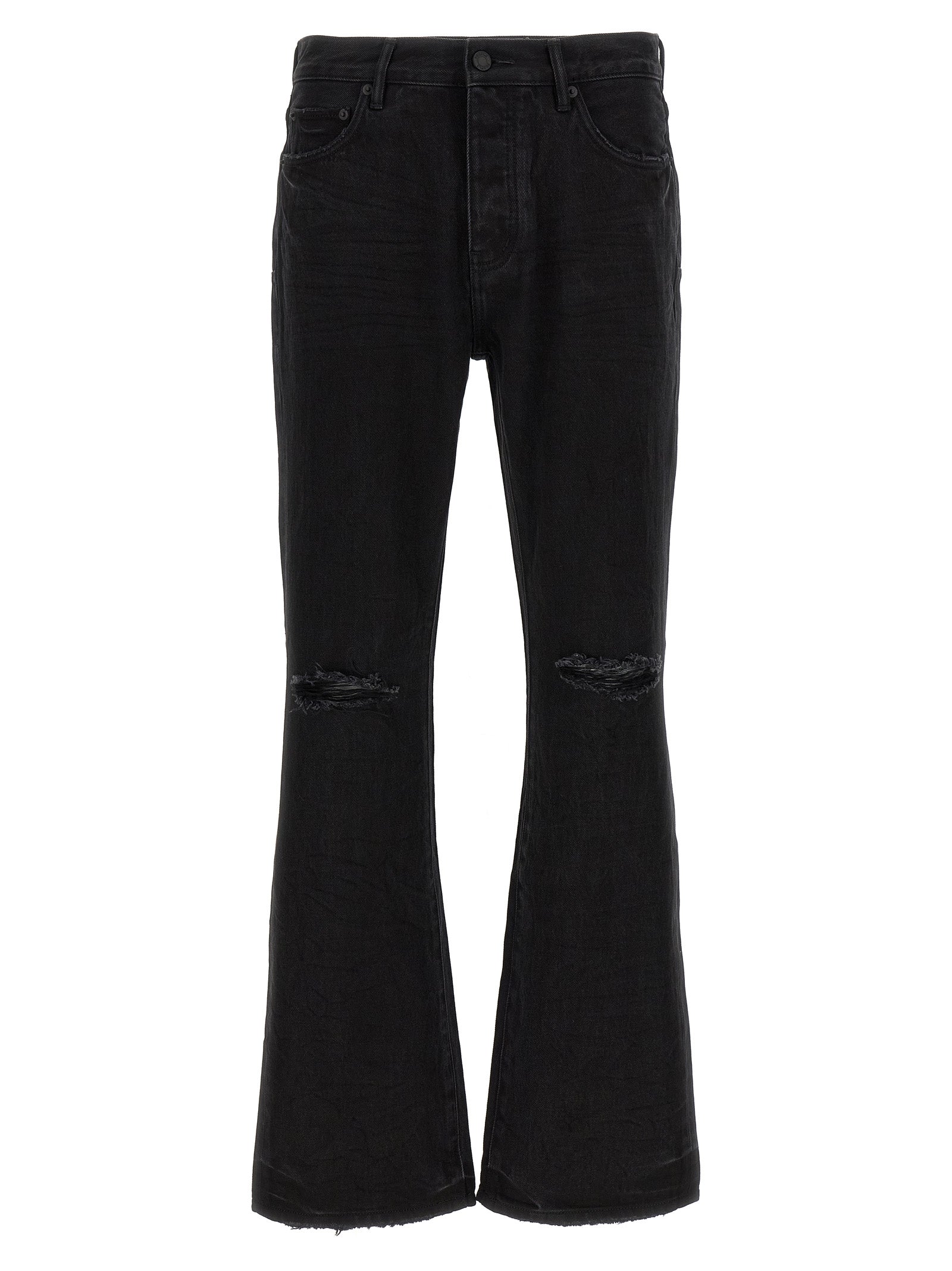 Black Cotton Flared Jeans