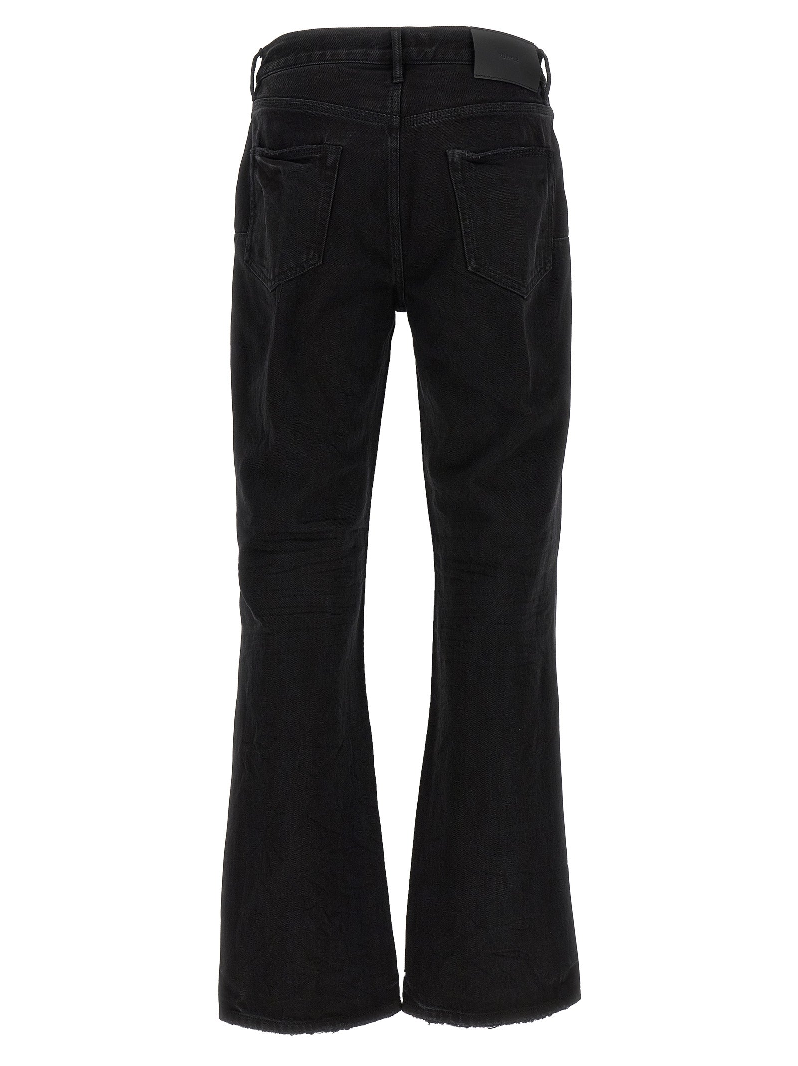 Black Cotton Flared Jeans