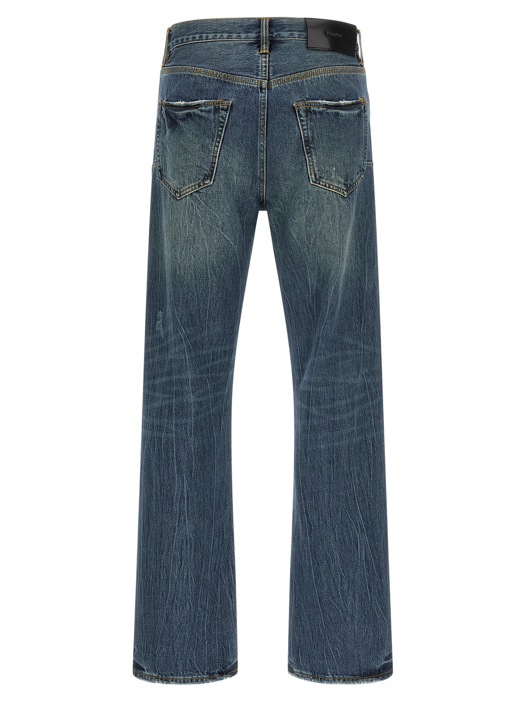 Blue Cotton Straight-Leg Jeans