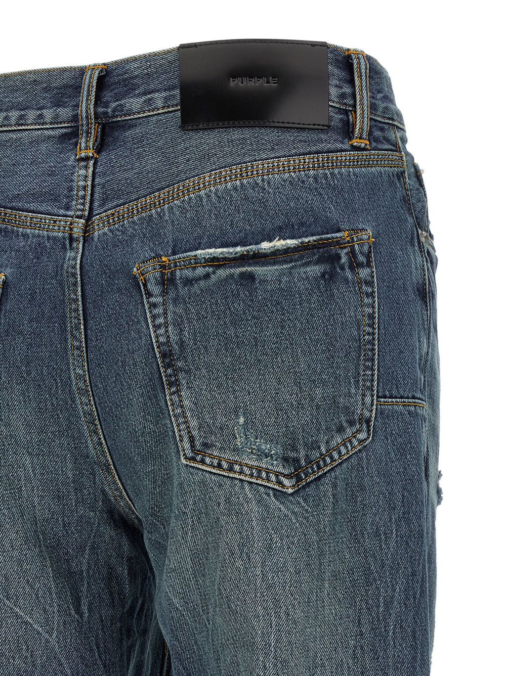 Blue Cotton Straight-Leg Jeans