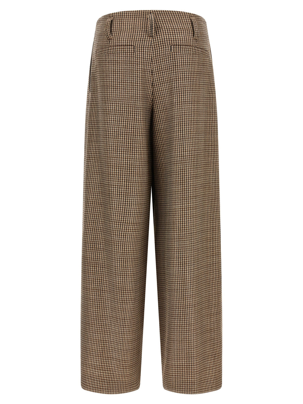 Brown Virgin Wool Flared Pants
